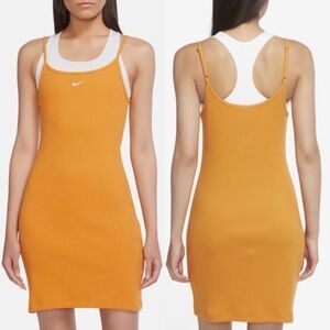 NWT Nike Sportswear Essential Ribbed Mini Bodycon Dress Light Curry